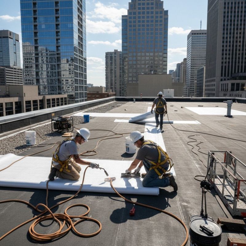 Single Ply Roof Installation